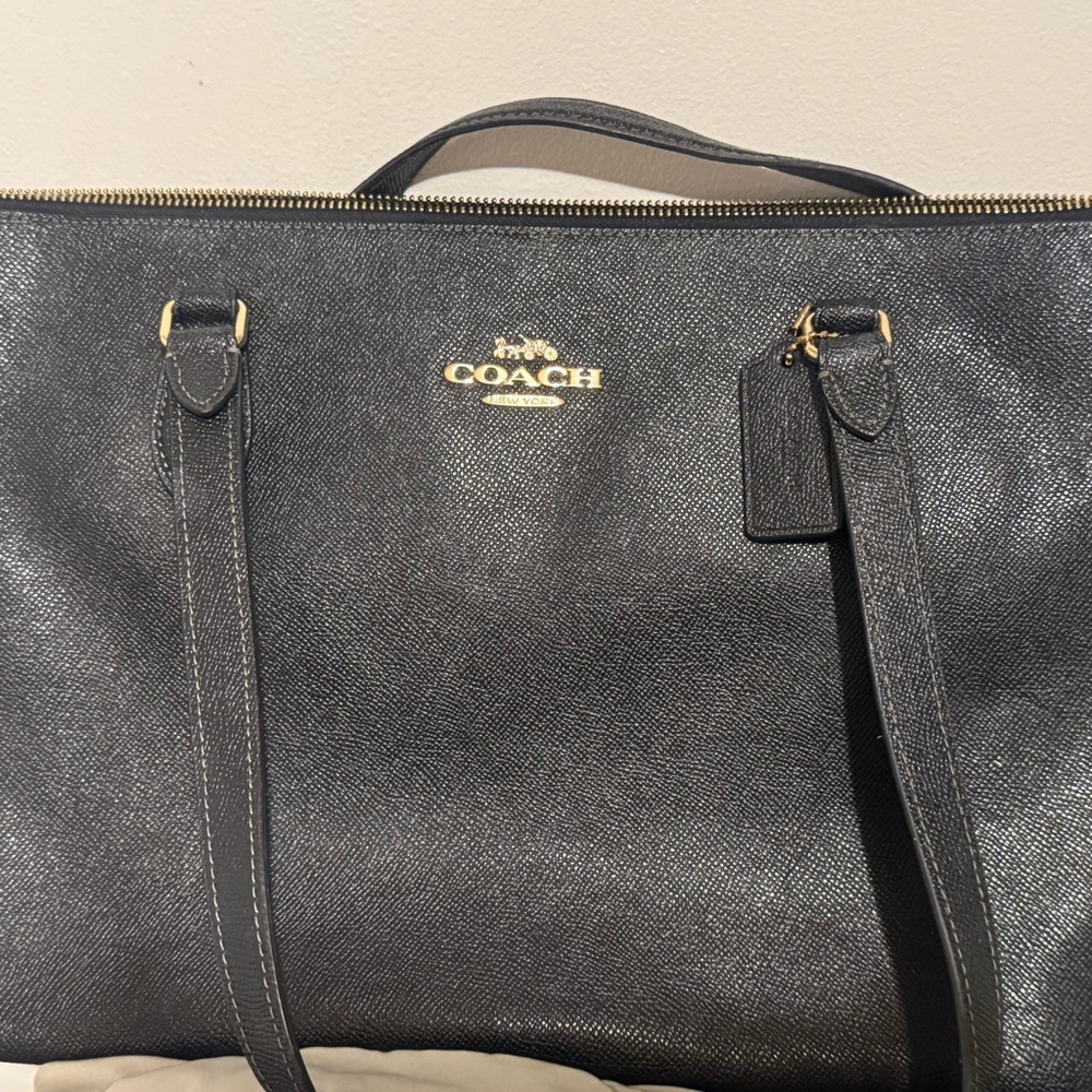 Coach Black Leather Structured Tote